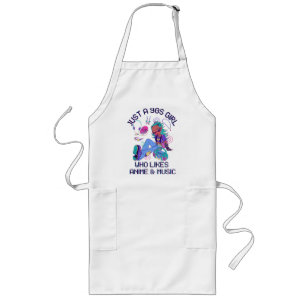 Just a 90s Girl Who likes music Long Apron