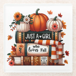 Just a Bookish Girl Who Loves Fall Glass Coaster
