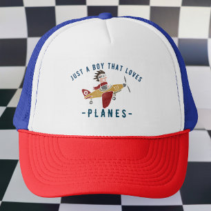 Just a boy that loves planes,Funny Pilot Aeroplane Trucker Hat