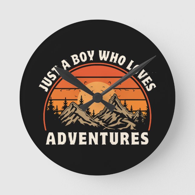 just a boy who loves adventures round clock (Front)