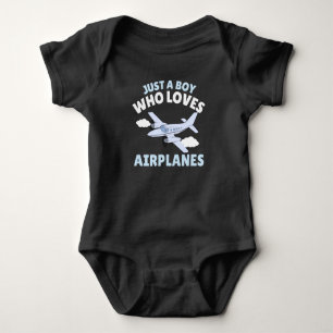 Just a boy who loves aeroplanes baby bodysuit