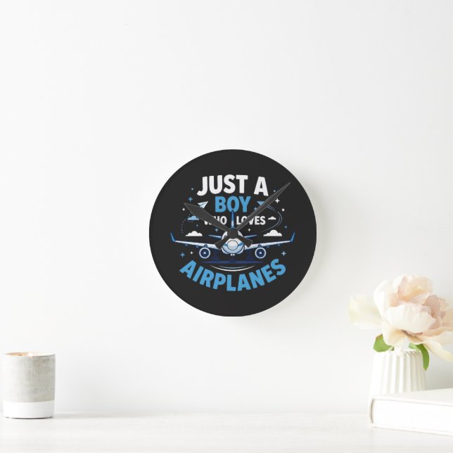 Just A Boy who Loves Aeroplanes  Round Clock (Home)