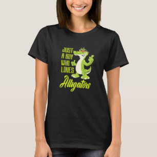 Just A Boy Who Loves Alligators Reptiles Zoo Ponds T-Shirt