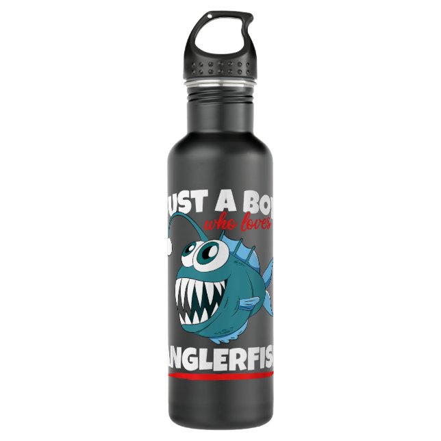 Just A Boy Who Loves Angler Fish Funny Fishing Ang 710 Ml Water Bottle (Front)