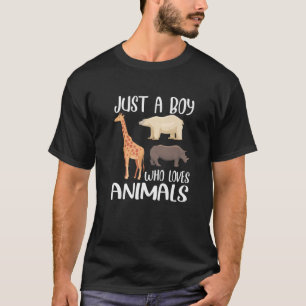 Just A Boy Who Loves Animals Polar Bear Giraffe T-Shirt