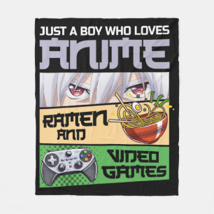 Just A Boy Who Loves Anime Ramen and Video Games G Fleece Blanket