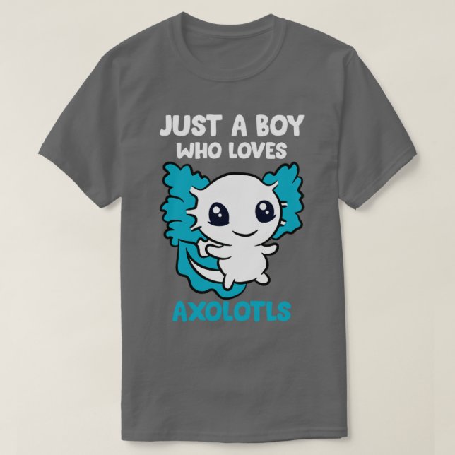 Just A boy Who Loves Axolotls Axolotl Gift Funny F T-Shirt (Design Front)