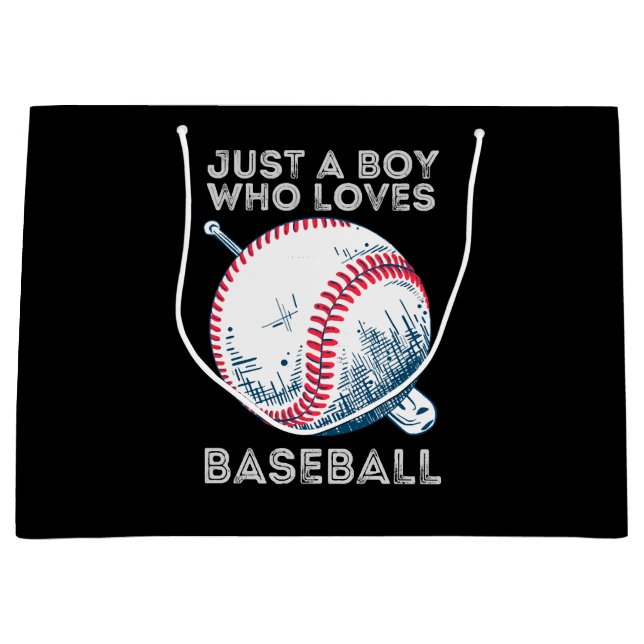 Just a Boy Who Loves Baseball Batter baseball Ball Large Gift Bag (Front)