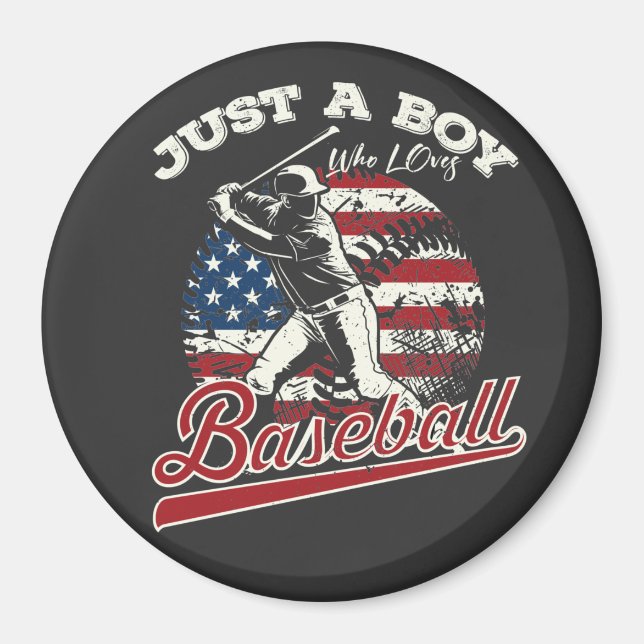 Just a boy who loves baseball Circle Magnet (Front)