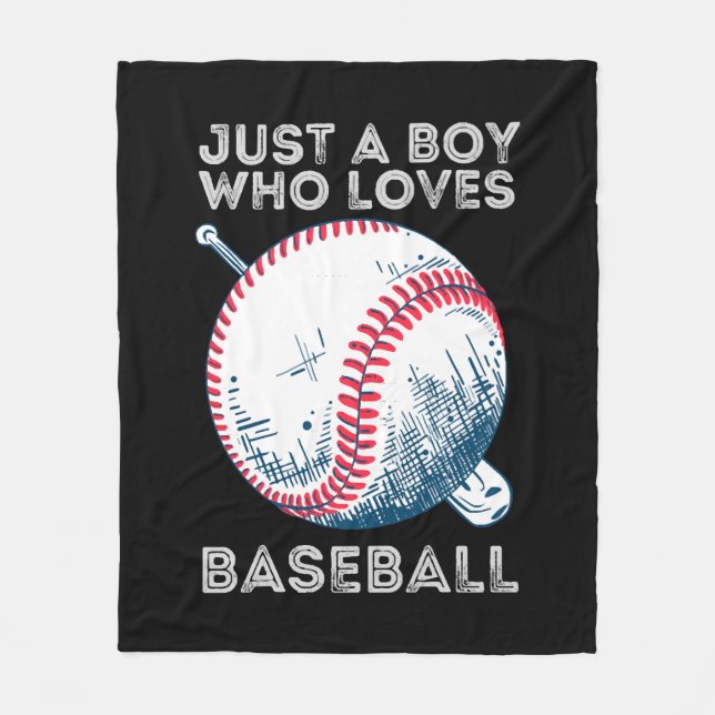 Just a Boy Who Loves Baseball Fleece Blanket (Front)