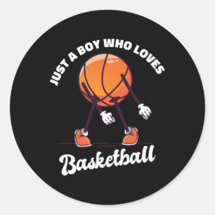 Just A Boy Who Loves Basketball - Basketball Boys Classic Round Sticker