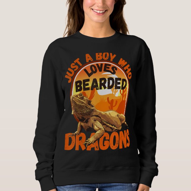 Just A Boy Who Loves Bearded Dragons Kids Retro Vi Sweatshirt (Front)
