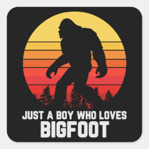 Just A Boy Who Loves BIGFOOT   Bigfoot Retro Square Sticker