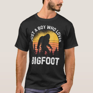 Just A Boy Who Loves Bigfoot Funny Sasquatch Retro T-Shirt