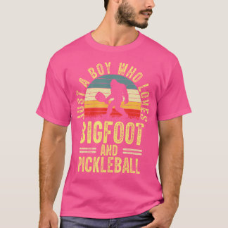 Just A Boy Who Loves Bigfoot Sasquatch Pickleball  T-Shirt