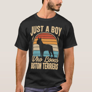 Just A Boy Who Loves Boston Terriers Dogs T-Shirt