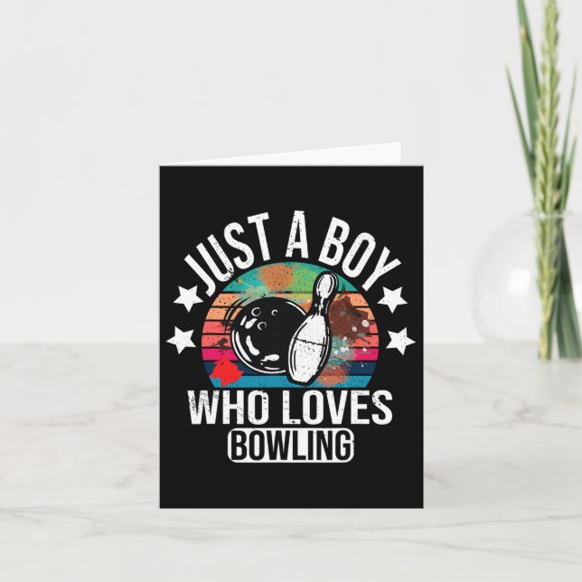 Just A Boy Who Loves Bowling Boys Bowler  Card (Front)