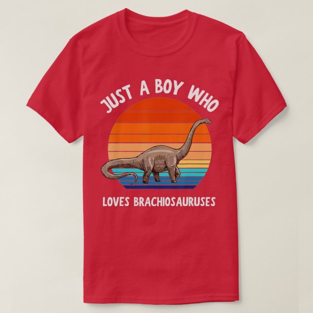 Just A Boy Who Loves Brachiosaurus Dinosaur Kids B T-Shirt (Design Front)