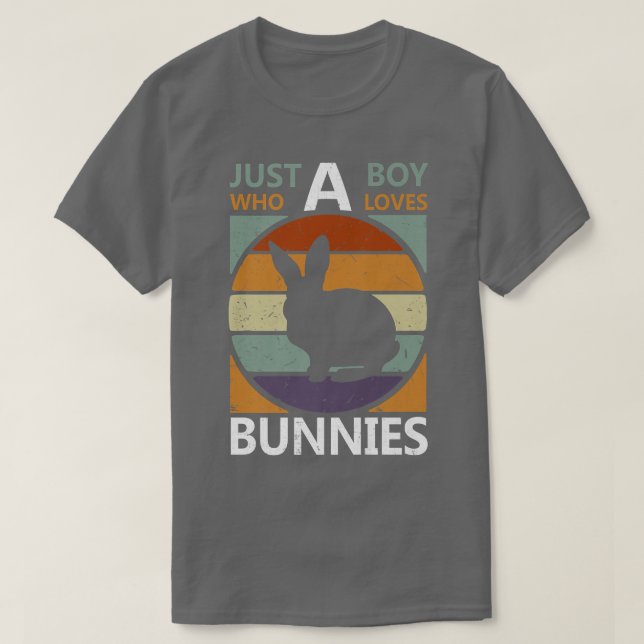 Just A Boy Who Loves Bunnies Retro Farmer Funny Bu T-Shirt (Design Front)