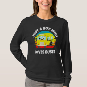Just A Boy Who Loves Buses Birthday Yellow School T-Shirt