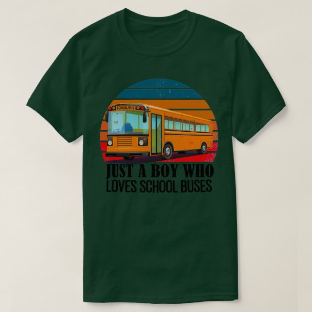 Just A Boy Who Loves Buses retro sunset Classic TS T-Shirt (Design Front)