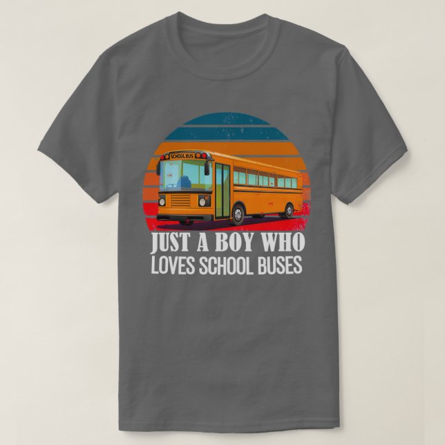 Just A Boy Who Loves Buses retro sunset T-Shirt (Design Front)