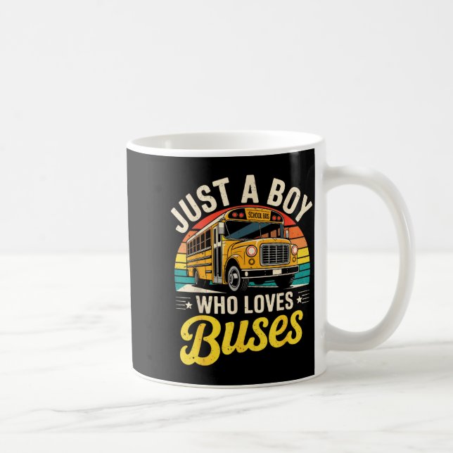Just A Boy Who Loves Buses School Bus Driver Costu Coffee Mug (Right)