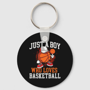 Just A Boy Who Loves Bysketbyll - Player Hoops Key Ring