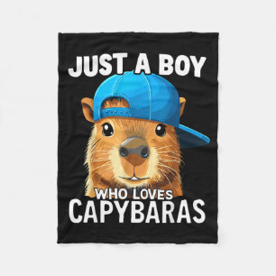 Just A Boy Who Loves Capybaras  Fleece Blanket