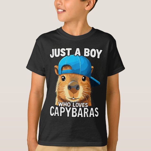 Just A Boy Who Loves Capybaras  T-Shirt (Front)