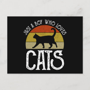 Just A Boy Who Loves Cats Postcard
