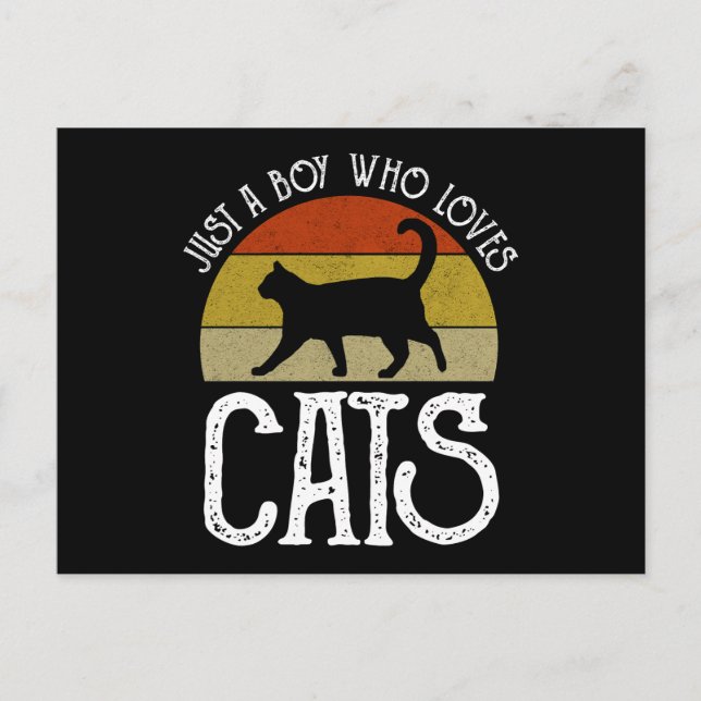 Just A Boy Who Loves Cats Postcard (Front)
