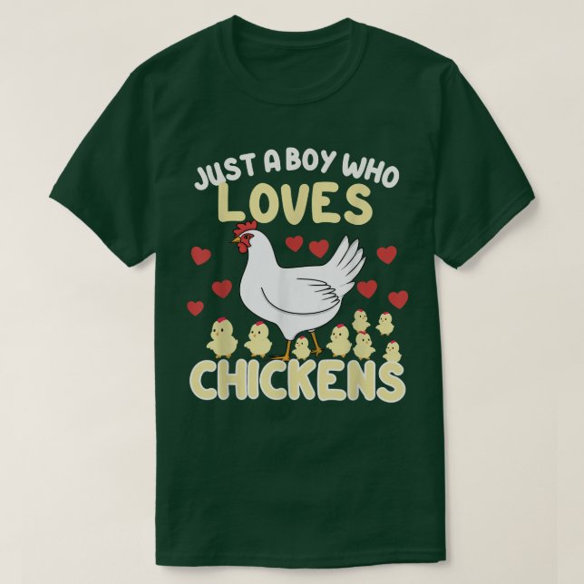 Just A Boy Who Loves Chickens  Farmer Chicken Love T-Shirt (Design Front)