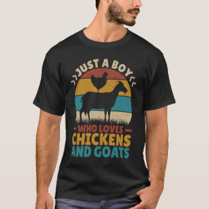 Just A Boy Who Loves Chickens Goats Farm Animal  F T-Shirt