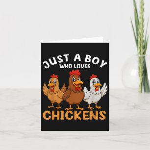 Just A Boy Who Loves Chickens Kids Boys Chicken  Card