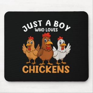 Just A Boy Who Loves Chickens Kids Boys Chicken Mouse Pad