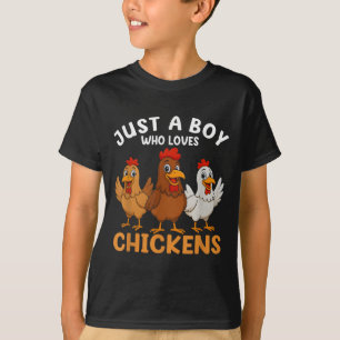 Just A Boy Who Loves Chickens Kids Boys Chicken T-Shirt