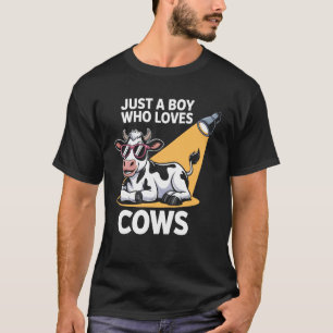 Just A Boy Who Loves Cows Calf Ranching Youth Farm T-Shirt