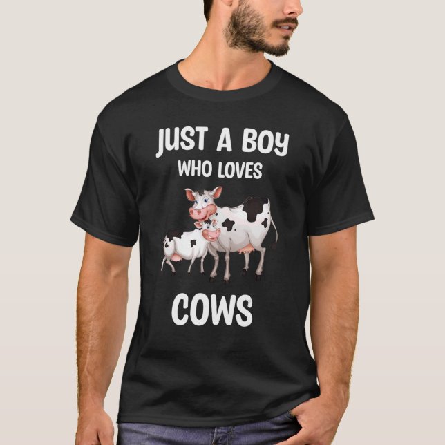 Just A Boy Who Loves Cows Farm Cow Animal Kids Tod T-Shirt (Front)