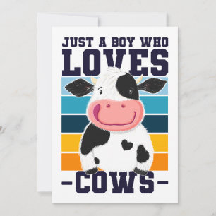 Just A Boy Who Loves Cows Invitation