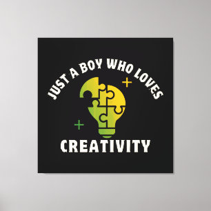 just a boy who loves creativity canvas print