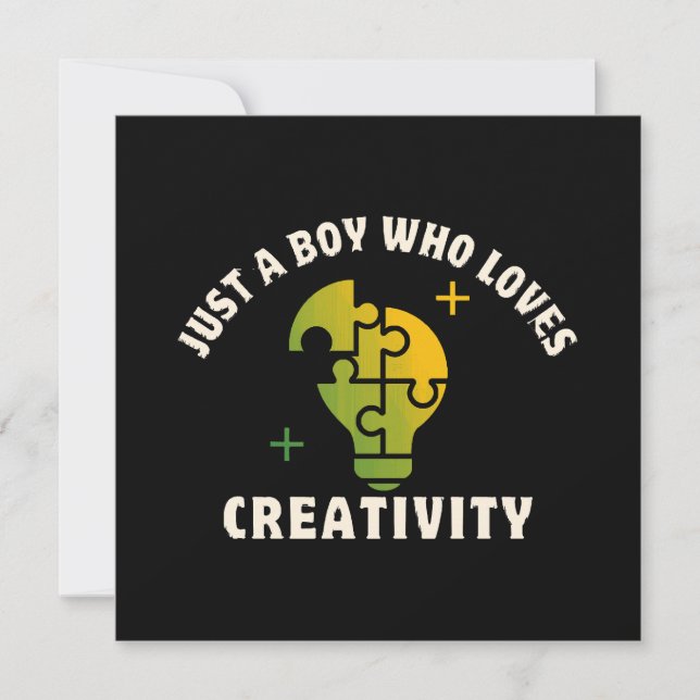 just a boy who loves creativity invitation (Front)