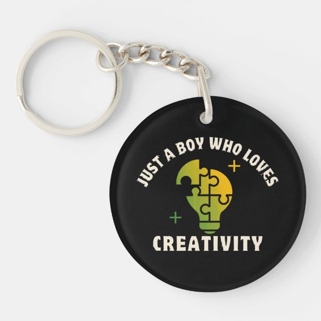 just a boy who loves creativity key ring (Front)