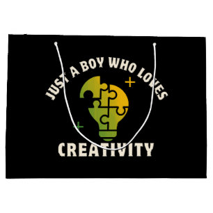 just a boy who loves creativity large gift bag