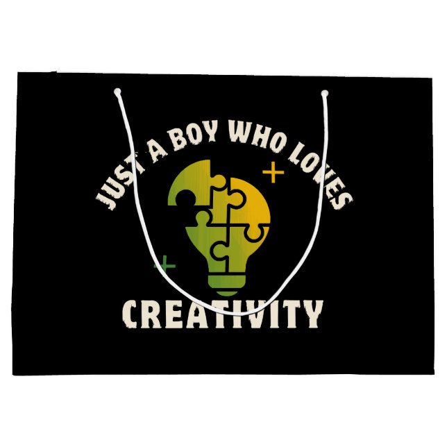 just a boy who loves creativity large gift bag (Back)
