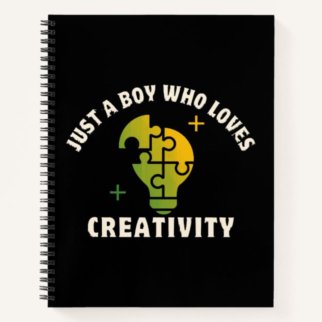 just a boy who loves creativity notebook (Front)
