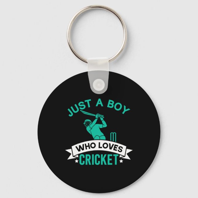 Just A Boy Who Loves Cricket Player Funny Cricket  Key Ring (Front)