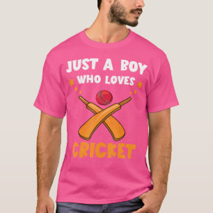 Just A Boy Who Loves Cricket Sport Cricket Team Cr T-Shirt