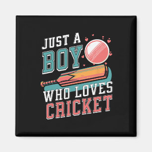 Just A Boy Who Loves Cricket T And Ll Retro Cricke Magnet