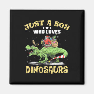 Just A Boy Who Loves Dinosaurs Merry Christmas Paj Magnet
